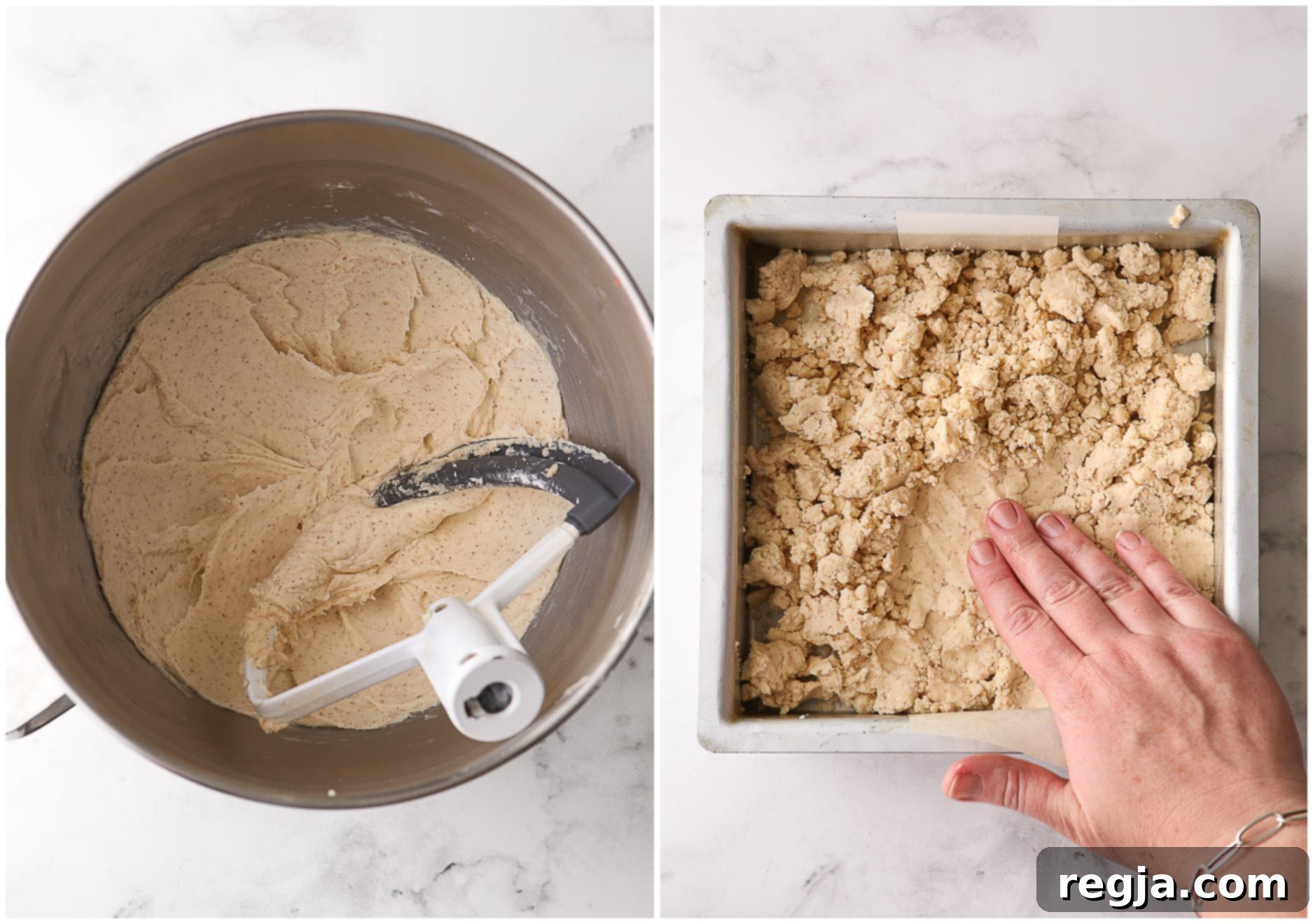 Παρασκευή ζύμης shortbread με καστανό βούτυρο και πίεση στο ταψί