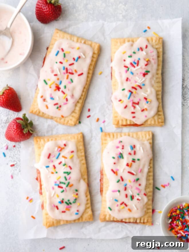 ψημένες pop tarts φράουλας με γλάσο και τρούφα