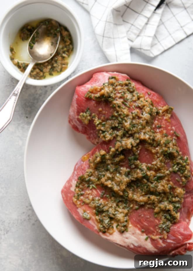Μαρινάρισμα ψητού tri-tip με σκόρδο και βότανα