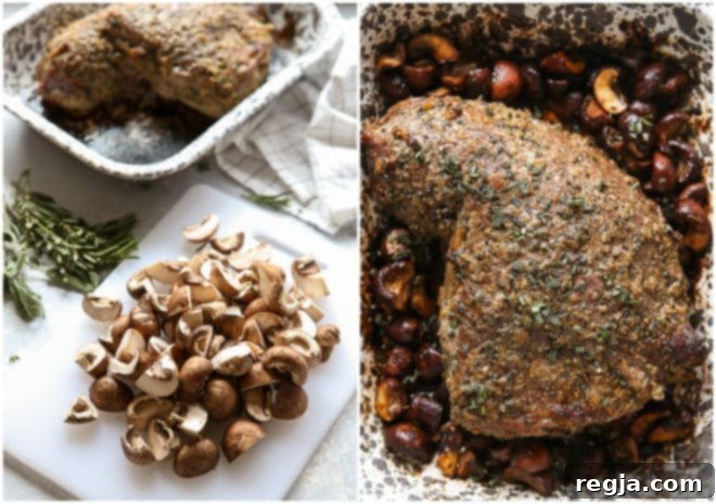 Κοπή μανιταριών και ψητού tri-tip