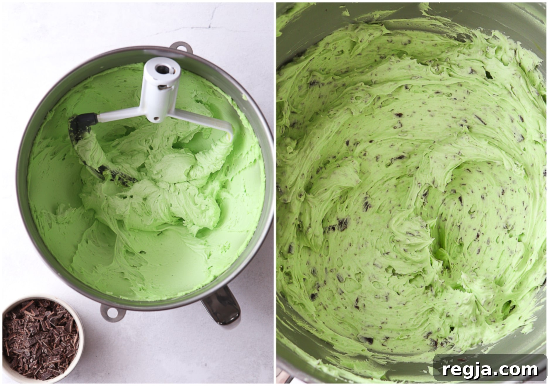 Ανάμειξη frosting μίντ σοκολάτα τσιπ σε μπολ