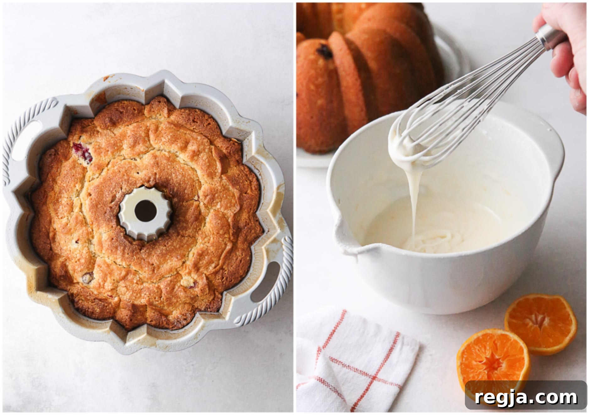Ψημένο κέικ bundt και γλάσο πορτοκαλιού σε μπολ