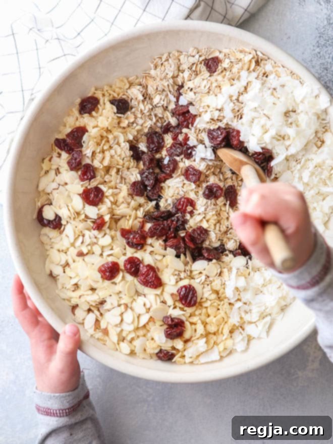 No-bake cereal bars with dried cherries, almonds, and coconut