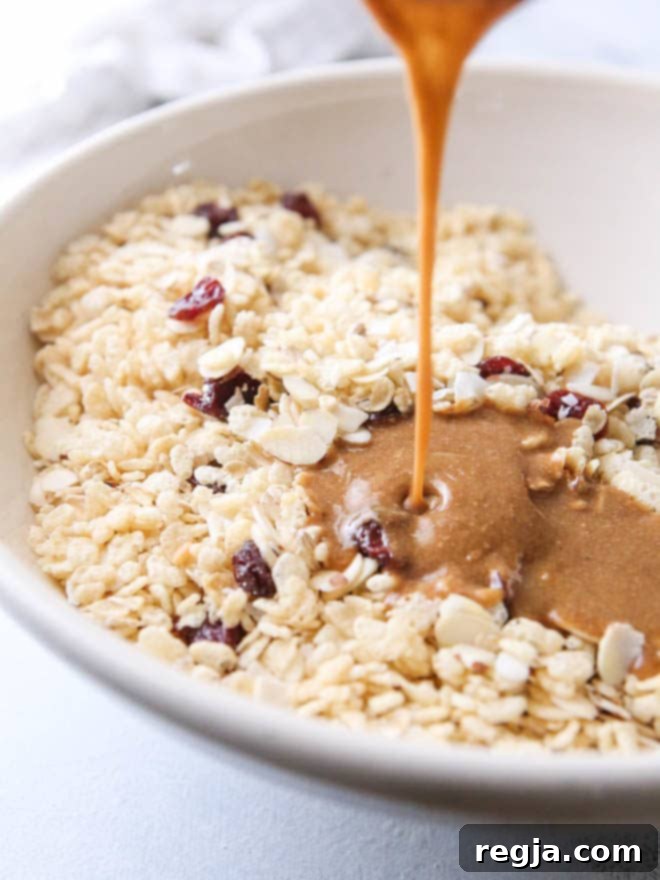 No-bake cereal bars with dried cherries, almonds, and coconut