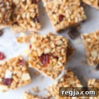 No-bake cereal bars with dried cherries, almonds, and coconut