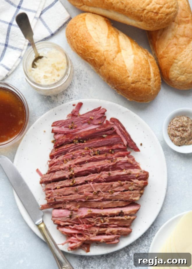 Όλα τα υλικά για σάντουιτς French Dip με καλαμποκίσιο μοσχάρι