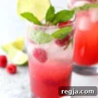 Μοχίτο Σμέουρο 5 Αυτό το δροσερό κοκτέιλ Mojito με ρούμι, μέντα, λάιμ και φρέσκα σμέουρα είναι ιδανικό για τις καλοκαιρινές σας στιγμές χαλάρωσης!