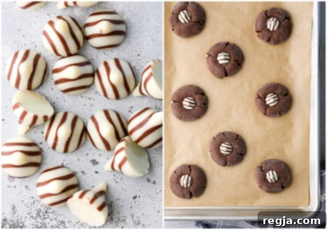 Chocolate cookies with Hershey's Hugs