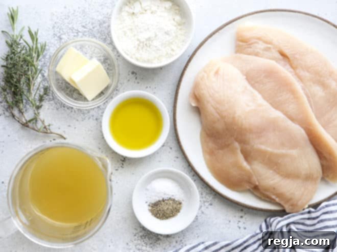 Υλικά που χρειάζονται για κοτόπουλο στο τηγάνι με σάλτσα βουτύρου και βοτάνων
