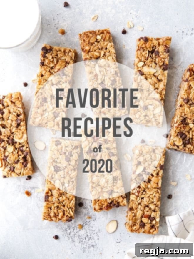 favorite recipes of 2020 with photo of granola bars