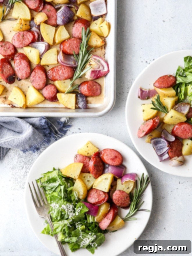 This sheet pan sausage and potatoes is a simple one-pan meal that's done in 30 minutes!
