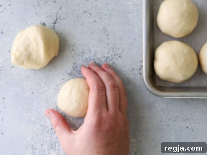 forming white dinner rolls