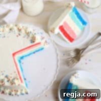 Κόκκινη, λευκή και μπλε τούρτα ομπρέ από το completelydelicious.com. Ιδανική για την 4η Ιουλίου!