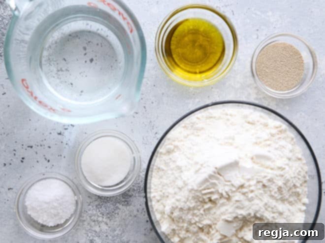 Ingredients for no-knead breadsticks