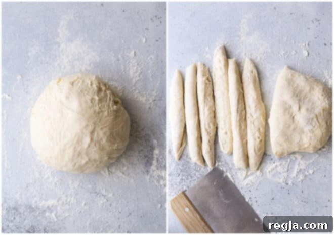 forming no-knead breadsticks