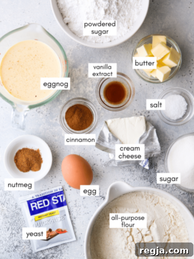 Υλικά για ρολά κανέλας eggnog