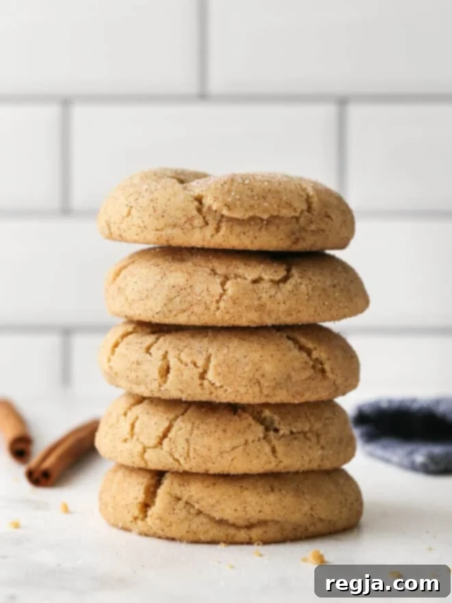 Στοίβα από μαλακά μπισκότα snickerdoodle με καστανό βούτυρο και κανέλα