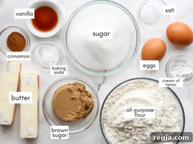 Υλικά για μπισκότα snickerdoodle με καστανό βούτυρο