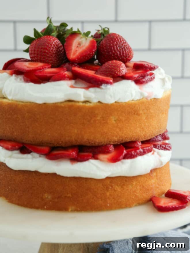 Φραουλένια Πολύστρωτη Απόλαυση 8 τούρτα shortcake με φράουλες σε στρώσεις