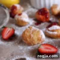 Beignets Λεμονιού με Σάλτσα Φράουλας